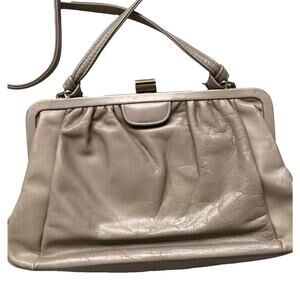 Vintage Mastercraft Leather Shoulder Bag Purse Clutch Hinged Frame Almond Canada